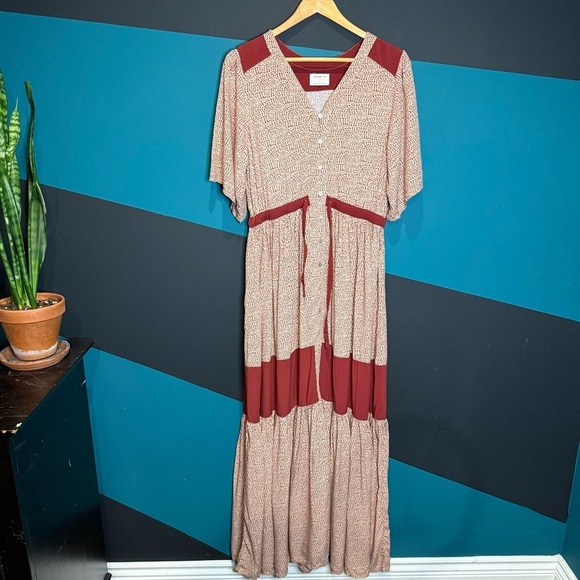 Bohemian Red and Cream Maxi Dress - Picture 3 of 14
